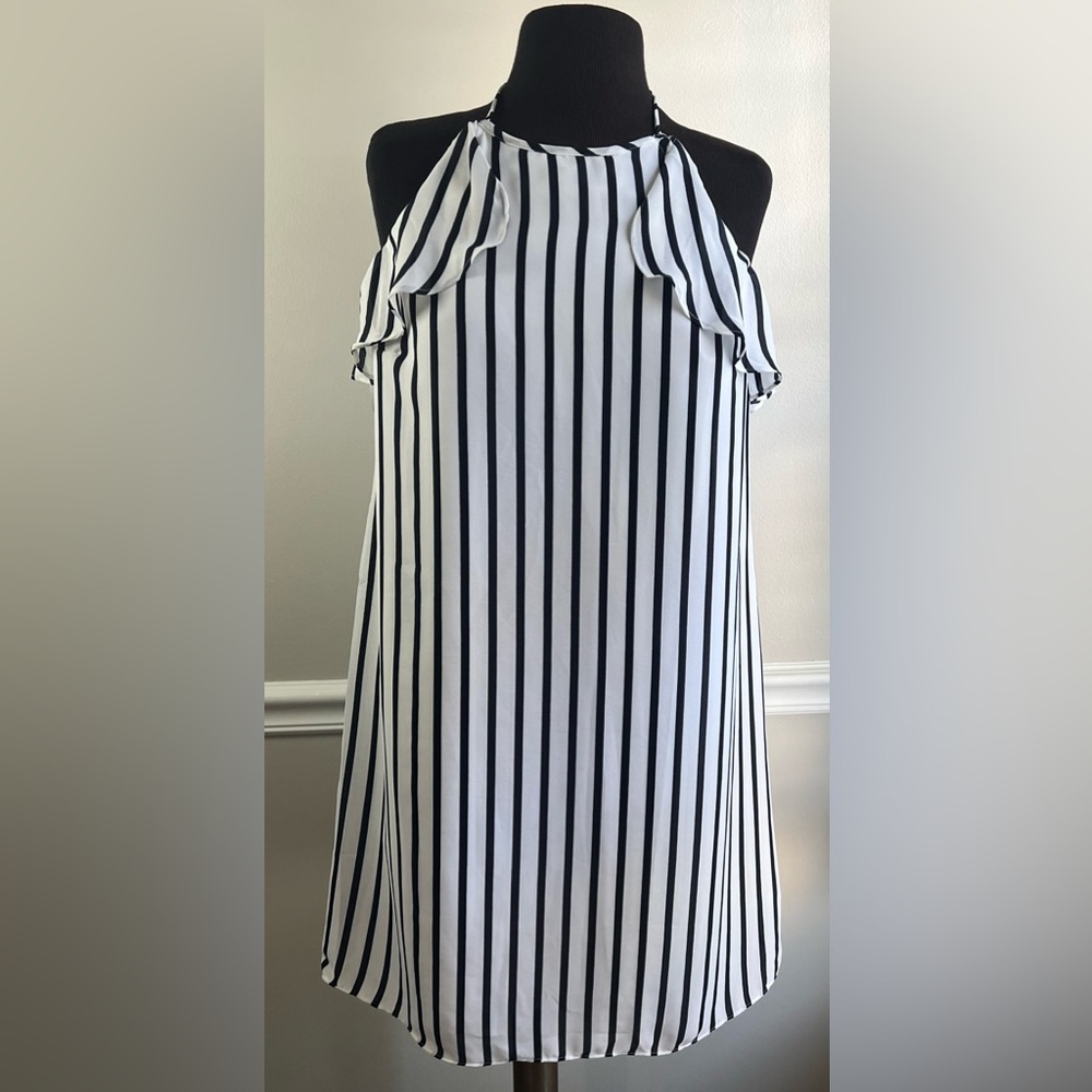 J. Crew Striped Ruffle Halter Dress Size Large